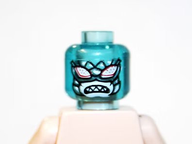 Clear Blue Demon Ice Head 1 DIY Minifigure