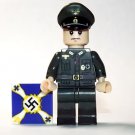 German Officer Grey Green hat Uniform with flag WW2 Minifigure