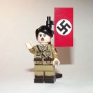 Adolf Hitler German Fuhrer Leader with Nazi Flag WW2 Dictator Minifigure