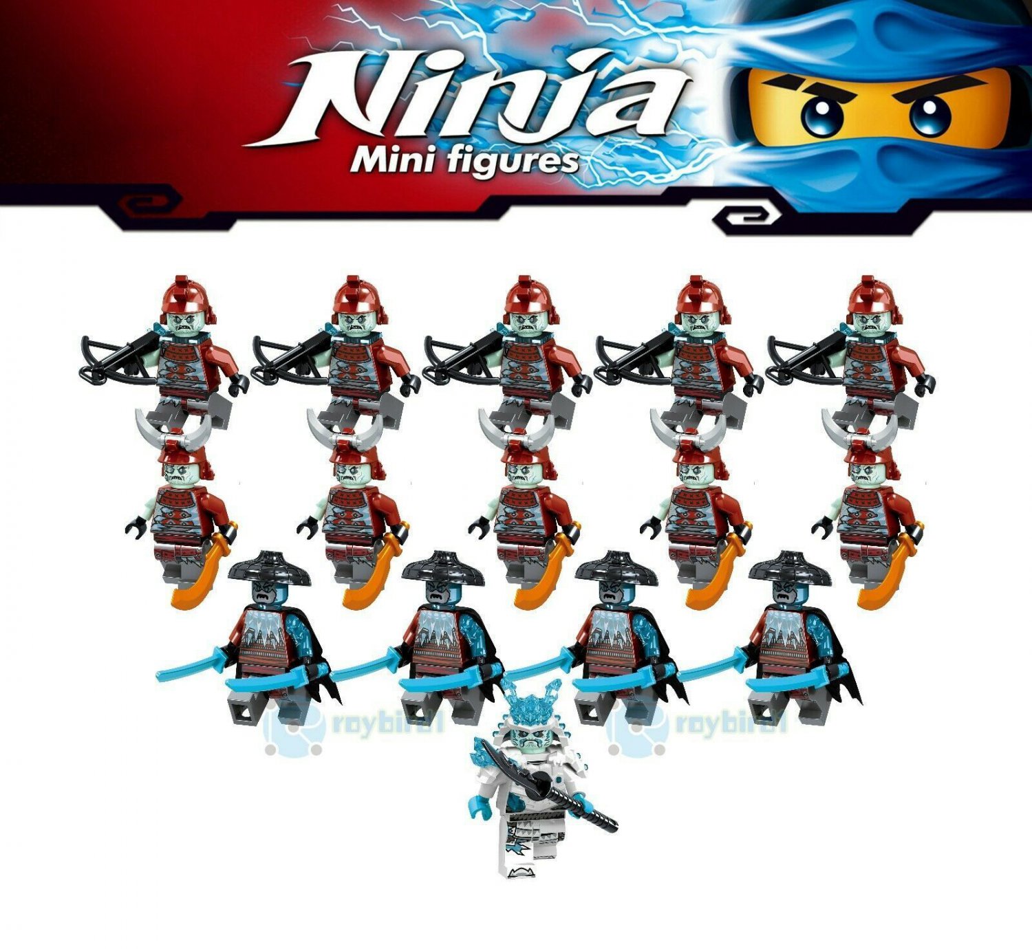 15Pcs Ninjago Blizzard Samurai Ice Emperor Sword Master Archers Minifigures