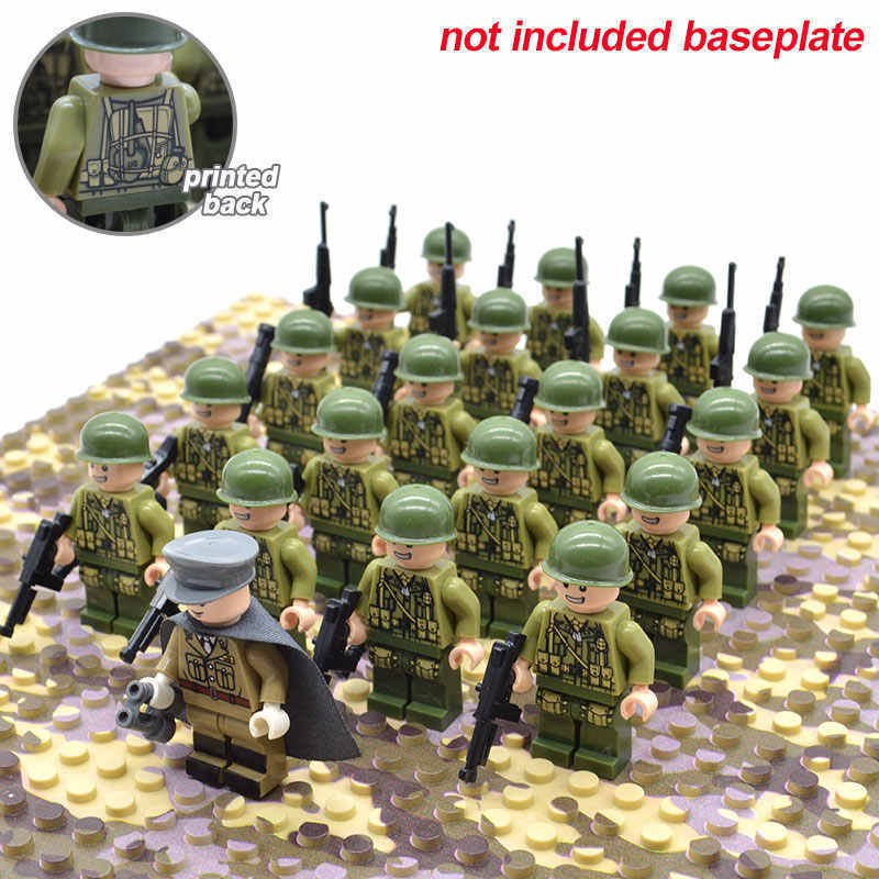 21pcs/set WW2 US Troops The Allied Army Officer and Soldiers Minifigures Toy