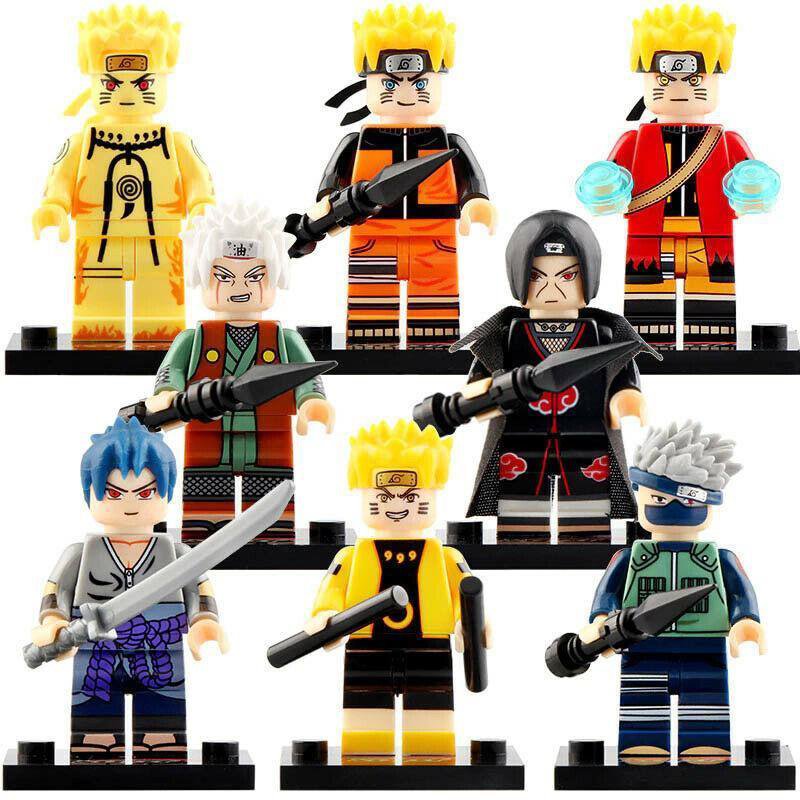 8pcs/set Naruto Series - Uchiha Sasuke Itachi Jiraiya Kakashi Minifigures