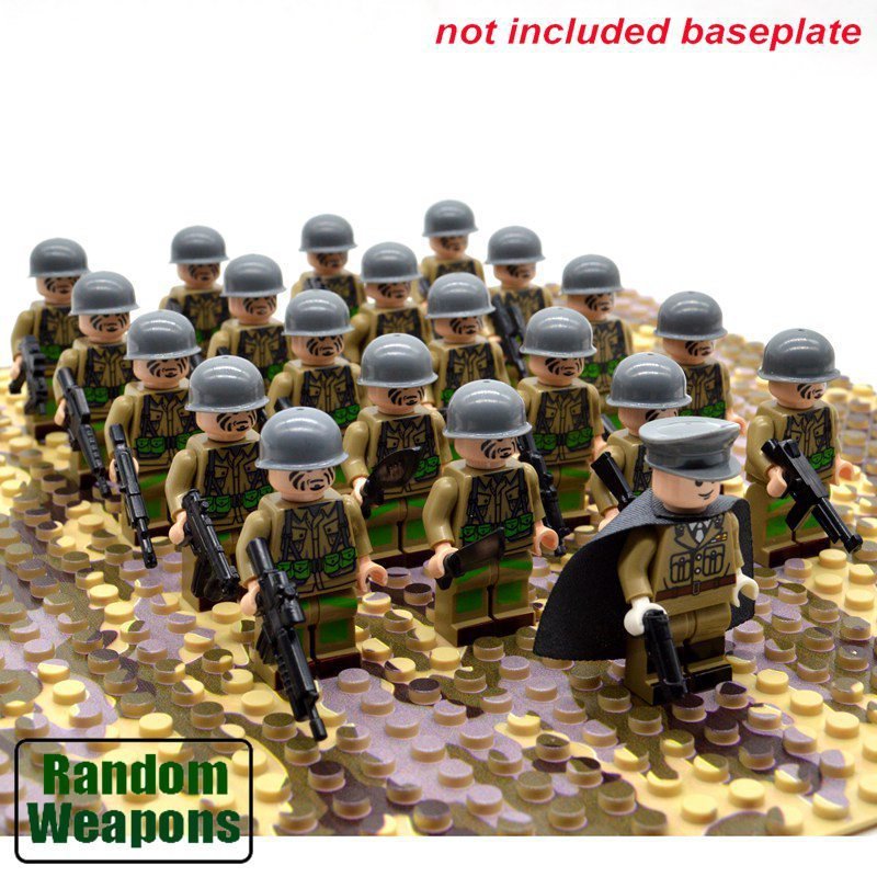 21PCs/set WW2 US Army United States Troops Soldiers With Weapons Minifigures Toy