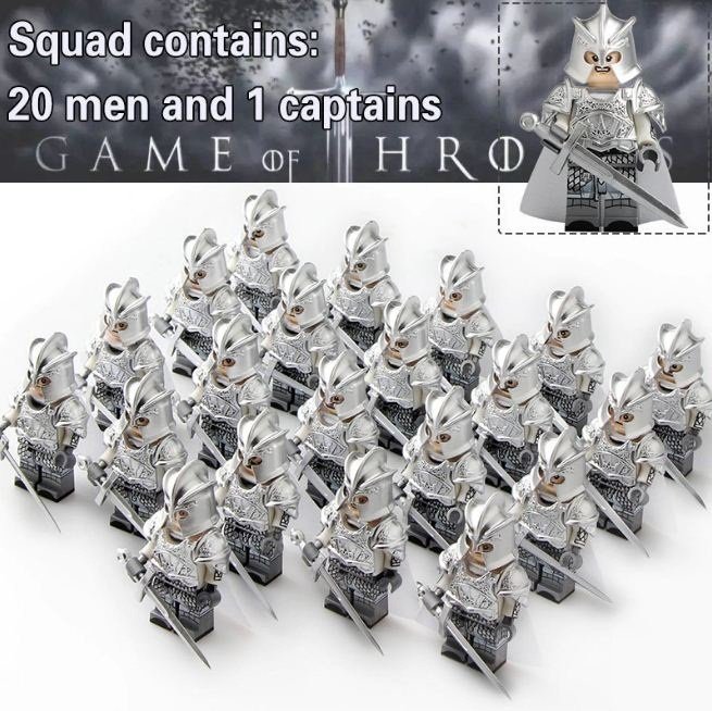 21pcs/set Kingsguard (Silver Armor) The White Cloaks Game of Thrones Minifigures
