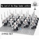 21pcs The Lord of the Rings Gondor Soldiers Spear With Metal Armor Minifigures