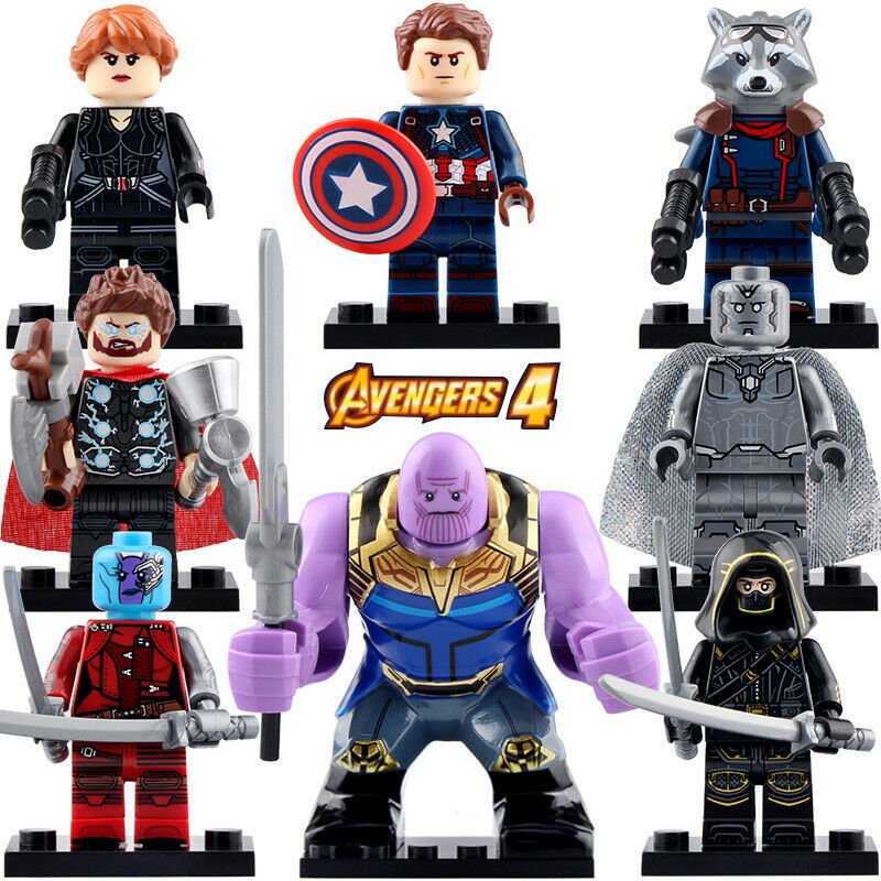 8pcs/set Marvel Avengers Endgame Thanos Hawkeye Nebula Thor Rocket Minifigures