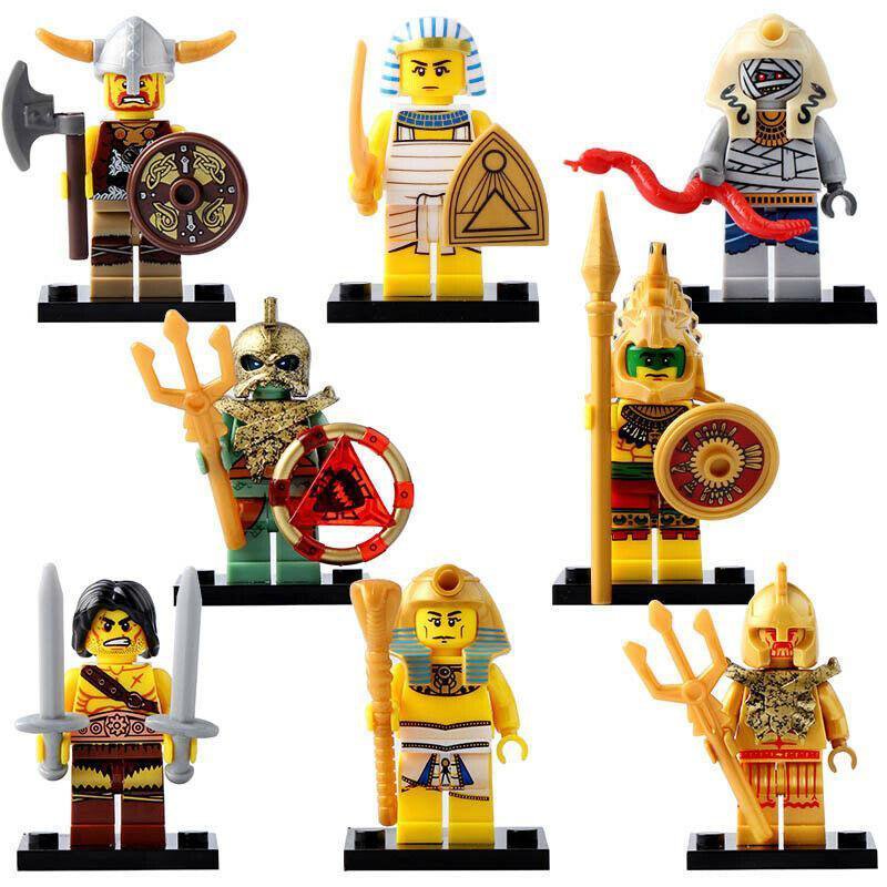8pcs/set Medieval Viking Egyptian Aztec Warriors Pharaoh Mummy Minifigures