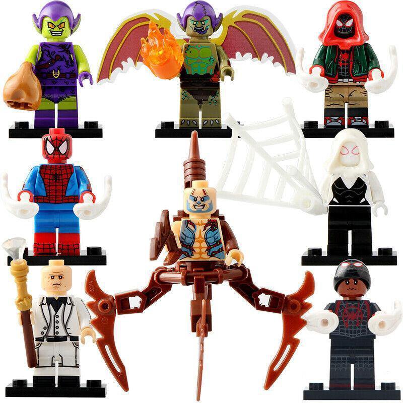 8pcs/set Spiderman Miles Morales - Gwen Goblin Scorpion Kingpin Minifigures