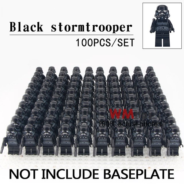 100pcs/set Clone Black Stormtroopers Star Wars Minifigures Building Blocks