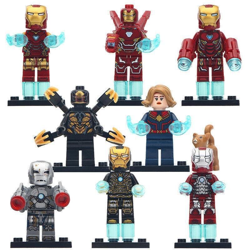 8pcs/set Captain Marvel Avengers Outrider Iron ManMK1 MK41 MK50 Minifigures