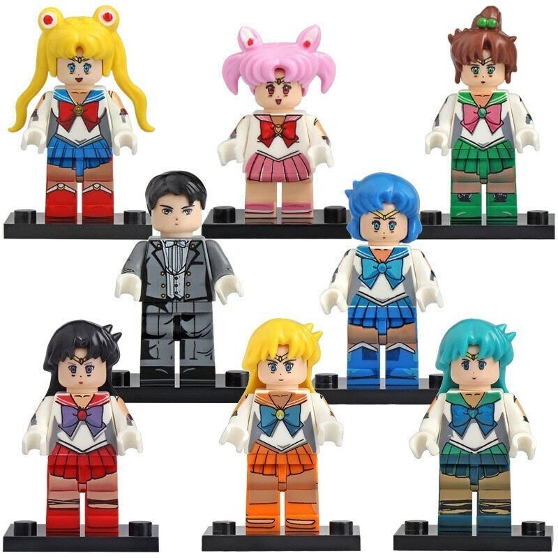 8pcs/set Sailor Moon - Chibiusa Hino Rei Venus Ami Mamoru Chiba Minifigures