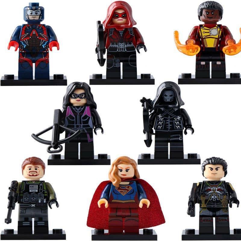8pcs/set DC Comics Minifigures Supergirl Firestorm Arrow Emiko Prometheus