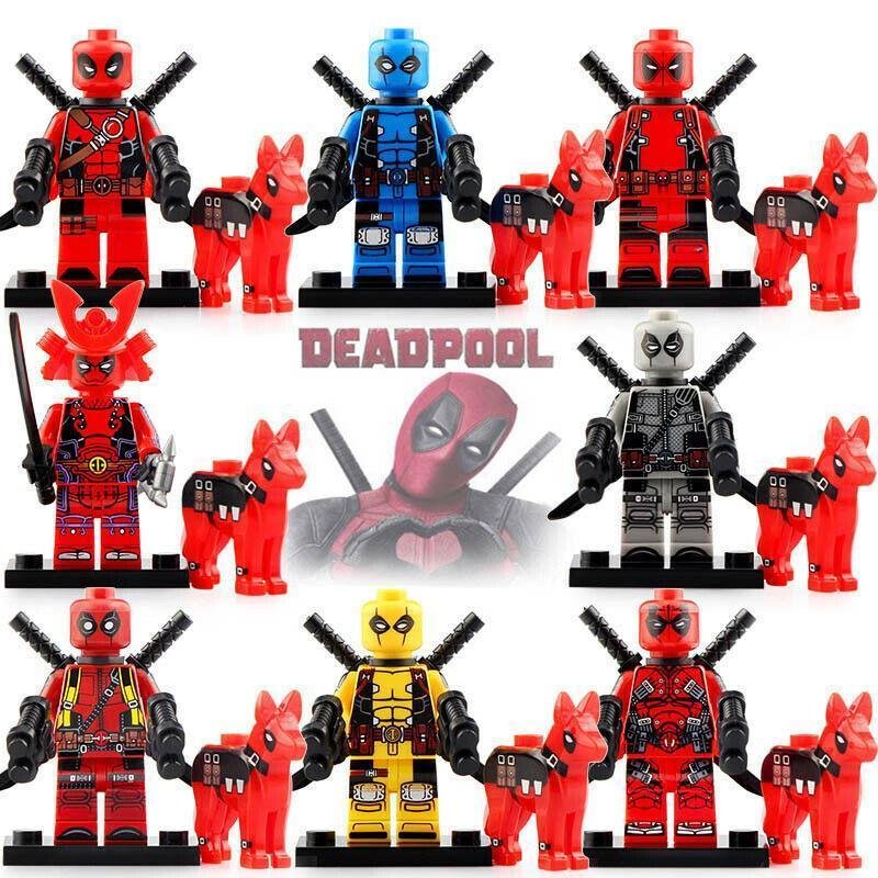 8pcs/set Deadpool With Dog - Marvel Samurai Deadpool Minifigures Toys Gift