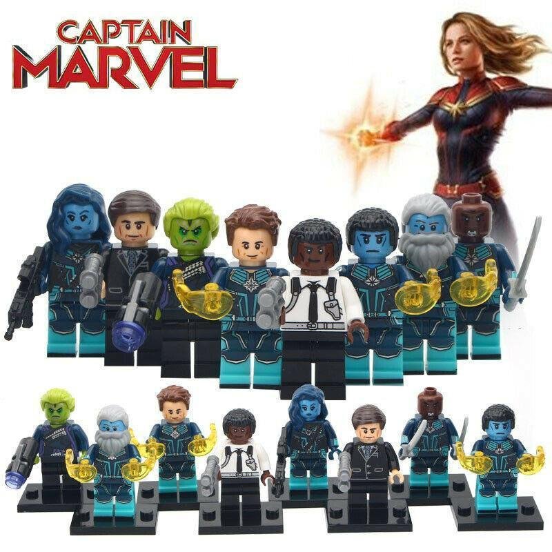 8pcs/set Captain Marvel Minifigures Starforce Team Nick Fury Skrull Yon-Rogg