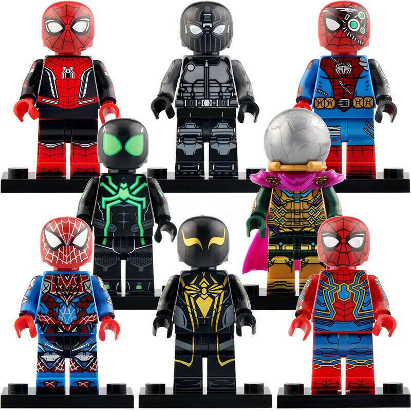8pcs/set Spiderman Stealth suit Iron Spider MK2 Cyborg Mysterio Minifigures