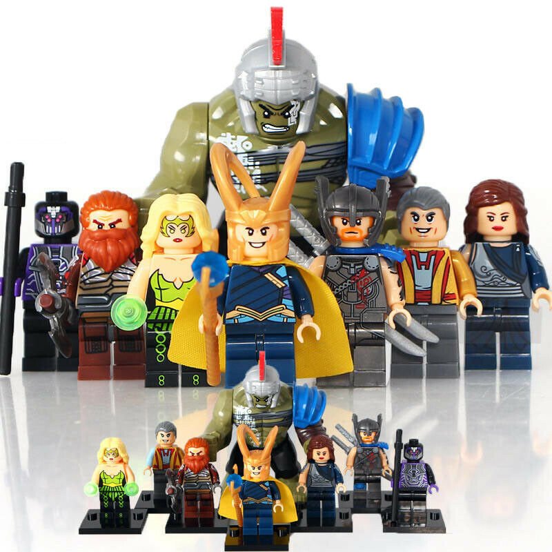 8pcs/set Thor Ragnarok Minifigures Hulk Loki Grandmaster Volstagg Jane Toy