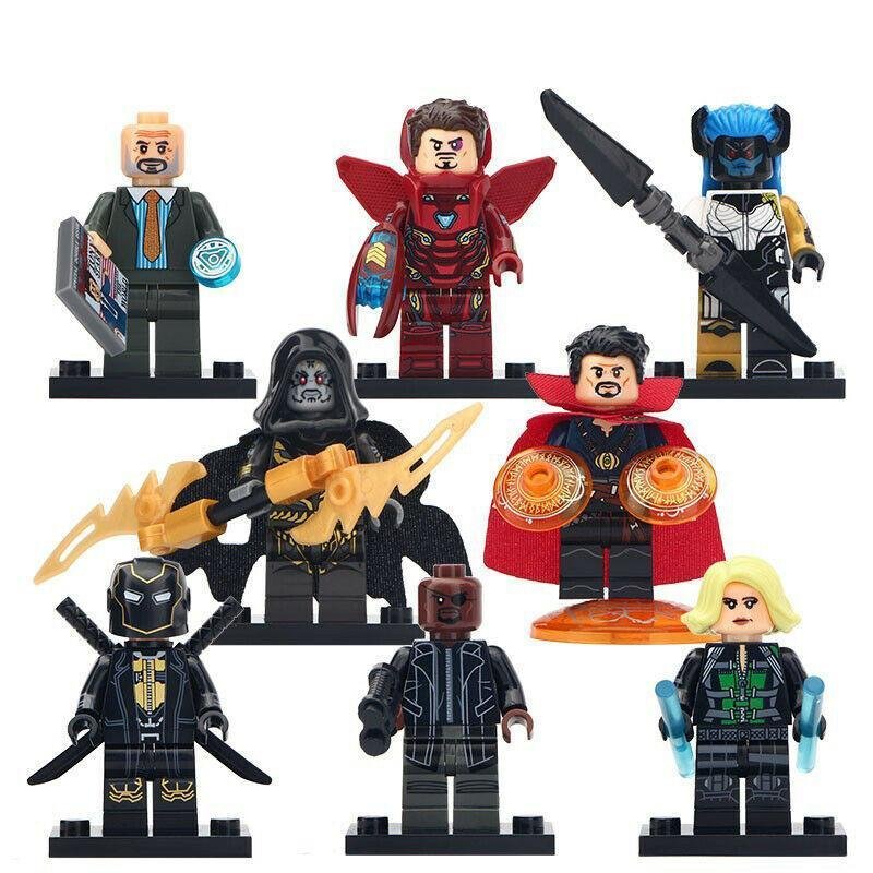 8pcs/set Marvel Infinity War Iron Man Dr Strange Nick Fury Ronin Minifigures