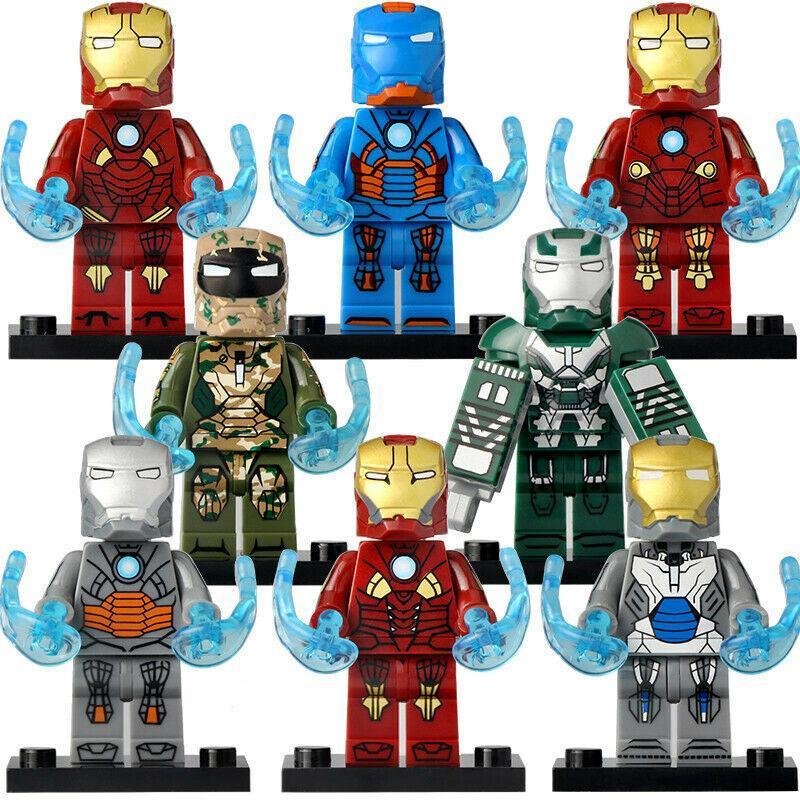 8pcs/set Iron Man Armor- MK9 MK10 MK11 MK13 MK23 MK26 MK27 Minifigures Toys