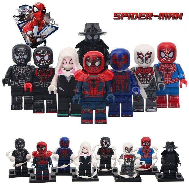 8pcs/set Spider-Verse Miles Morales Noir Gwen Spiderman 2099 Minifigures