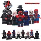 8pcs/set Spider-Verse Miles Morales Noir Gwen Spiderman 2099 Minifigures
