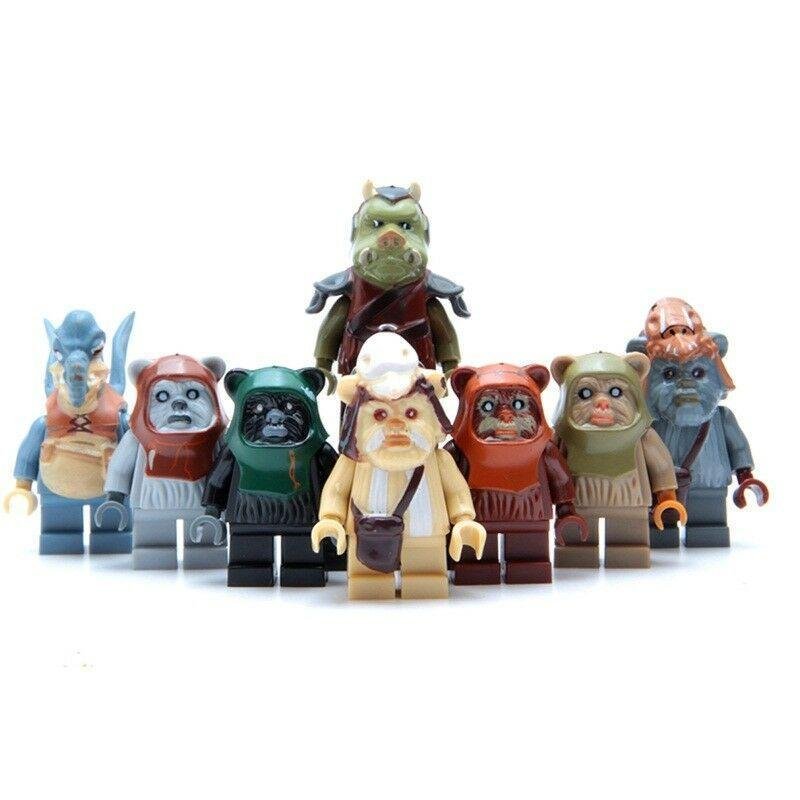 8Pcs/set Star Wars Series Minifigures Tan Ewok Logray Paploo Tokkat Toys