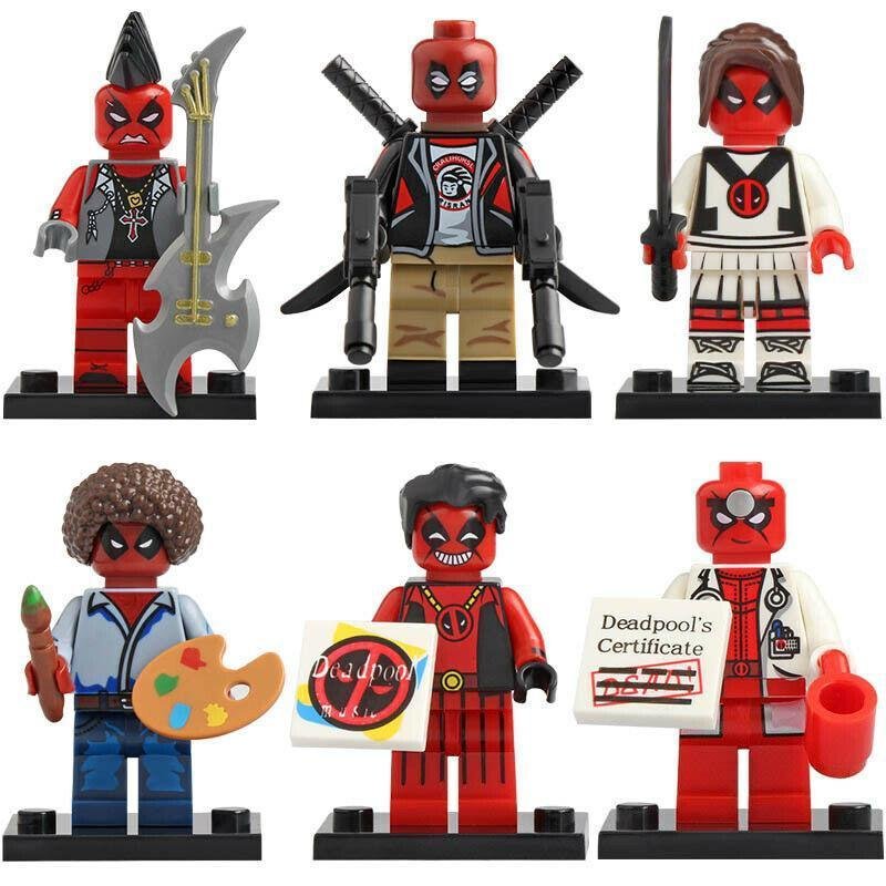 6pcs/set Doctor Deadpool Rapper Deadpool Shepool Bob Ross Minifigures Toys