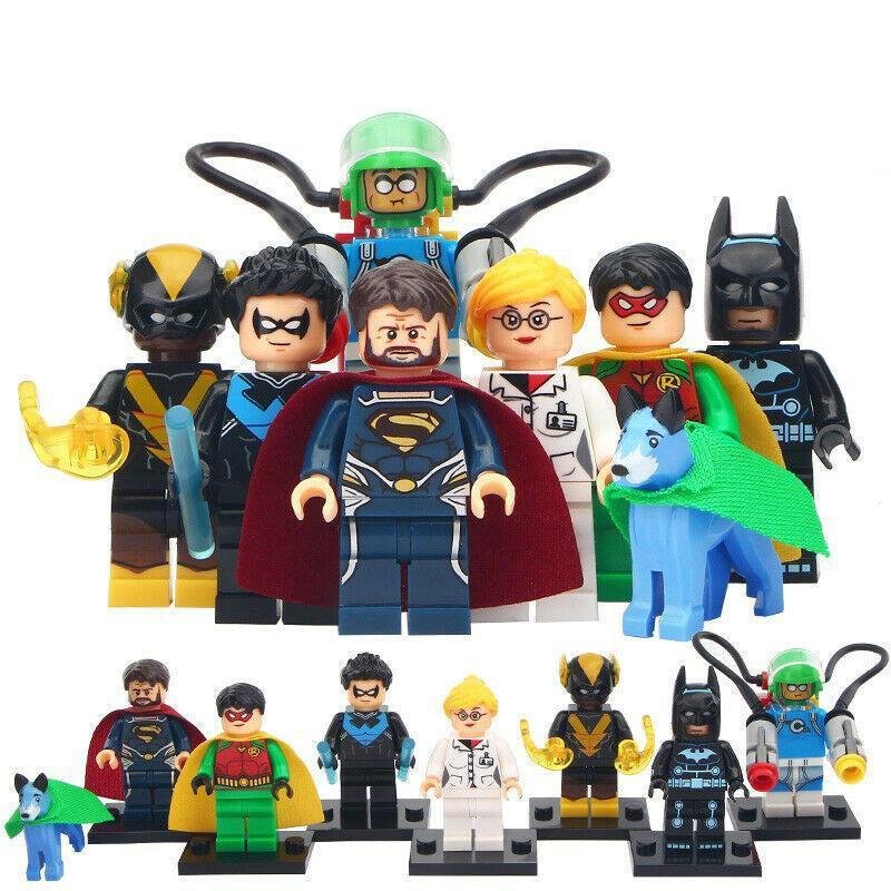 8Pcs DC Nightwing Batman Robin Harley Quinn Jor-El Black Vulcan Minifigures