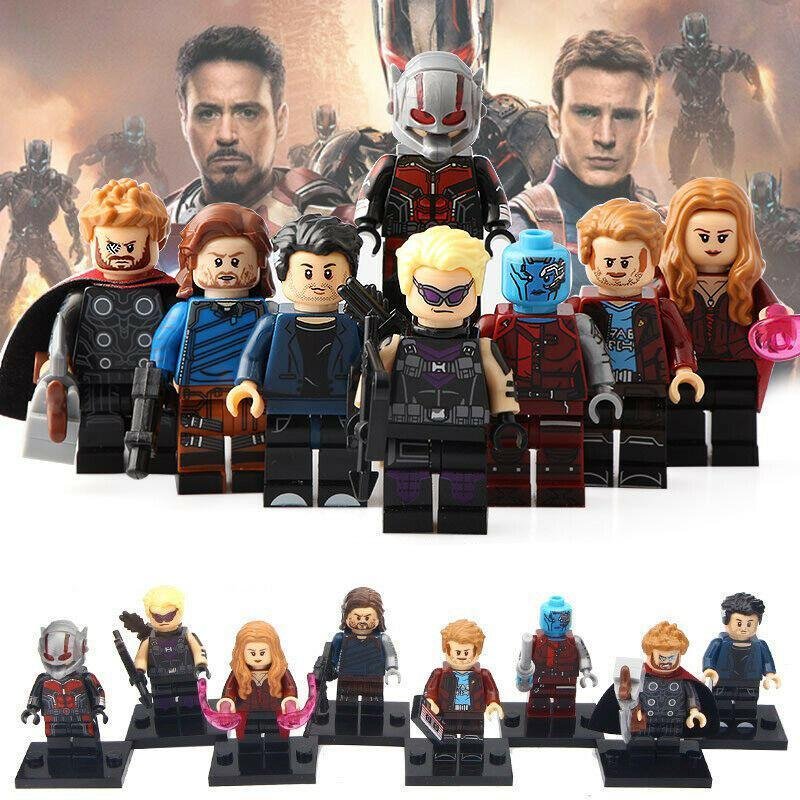 8Pcs Marvel Avengers Hawkeye Peter Quill Thor Ant-Man Bruce Banner Minifigures