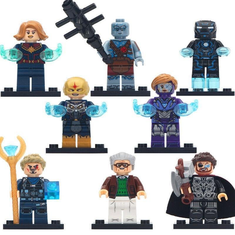 8pcs Avengers Captain Marvel Nova Iron Man Pepper Thor Korg Stan Lee Minifigures
