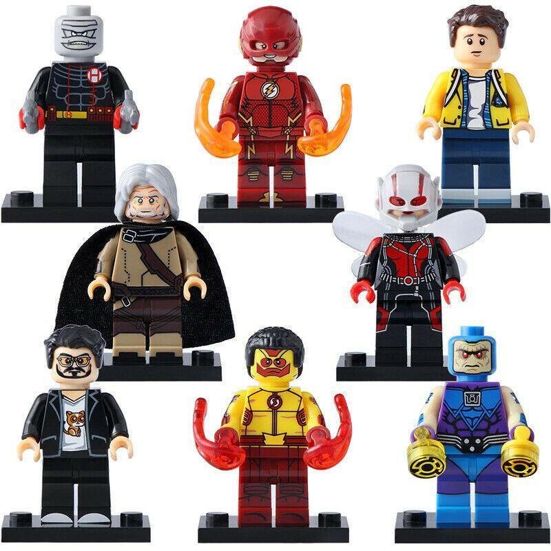 8pcs Marvel Ego Tony Stark Spiderman & DC The Flash Wally West Minifigures