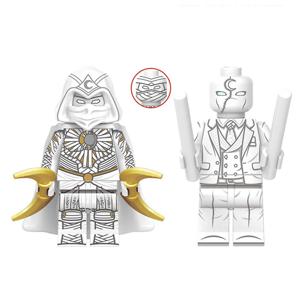 2pcs/set Moon Knight and Mr. Knight Marvel Superhero Custom Minifigures Toy