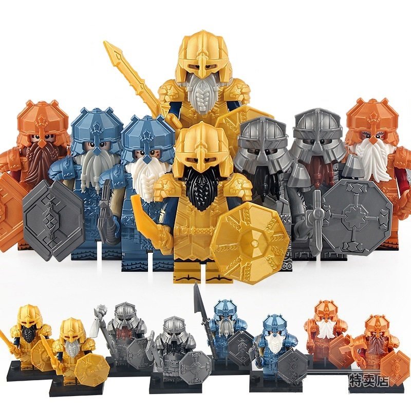 8pcs The Hobbit Erebor Dwarves Warriors Armoured Dwarf Royal Guard Minifigures