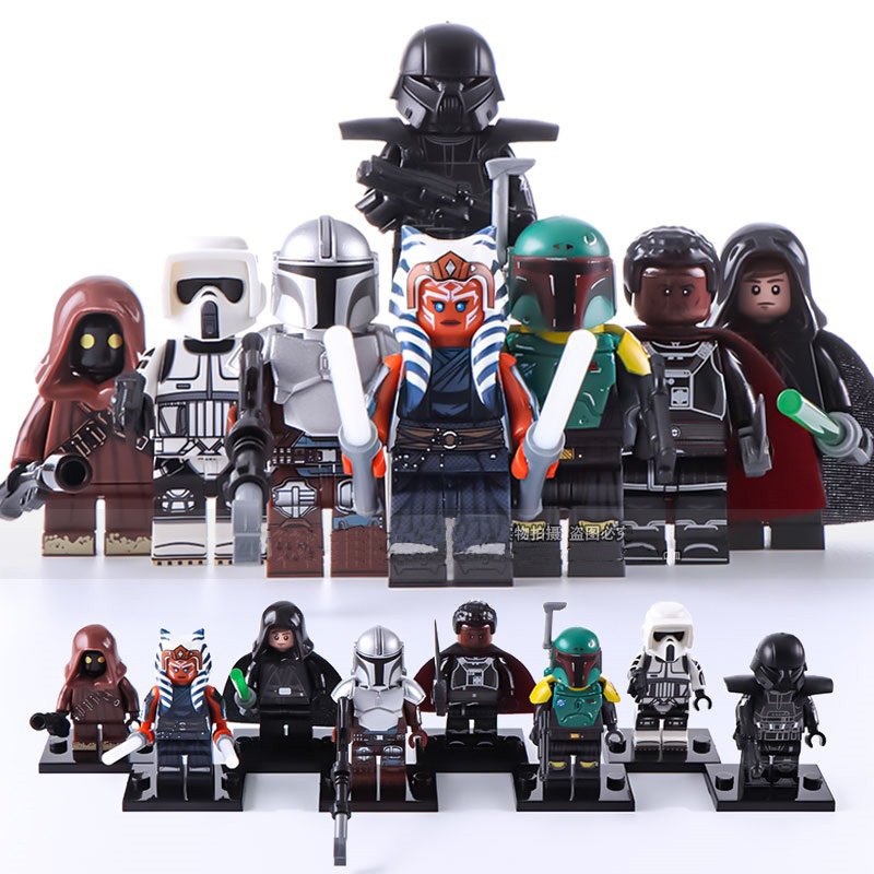 8pcs Star Wars Mandalorian Dark Trooper Moff Gideon Luke Boba Fett Minifigures