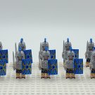 10pcs Medieval Roman Soldiers with Blue Armour Custom Minifigures Toys
