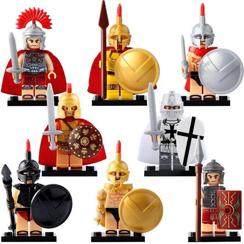 8pcs Medieval Roman Legion Centurion Crusader Spartan Warrior Minifigures