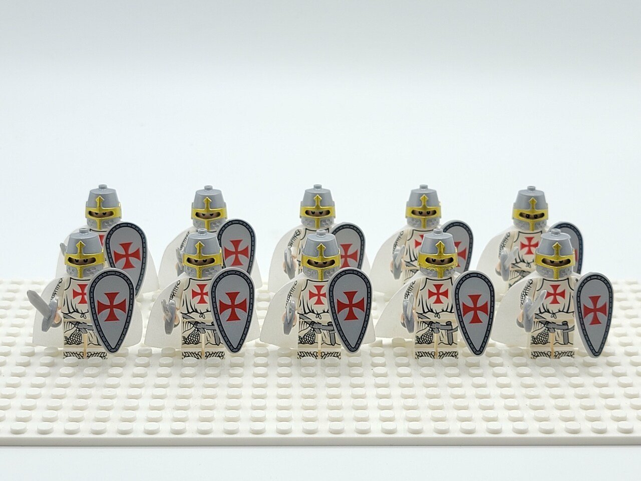 10pcs Medieval Knights Templar Crusader Custom Minifigures Building Toys