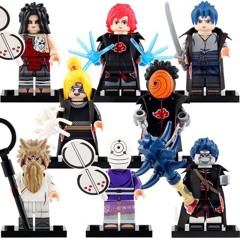 8pcs Naruto Sasuke Hagoromo Uchiha Madara Obito Tobi Deidara Sasori Minifigures