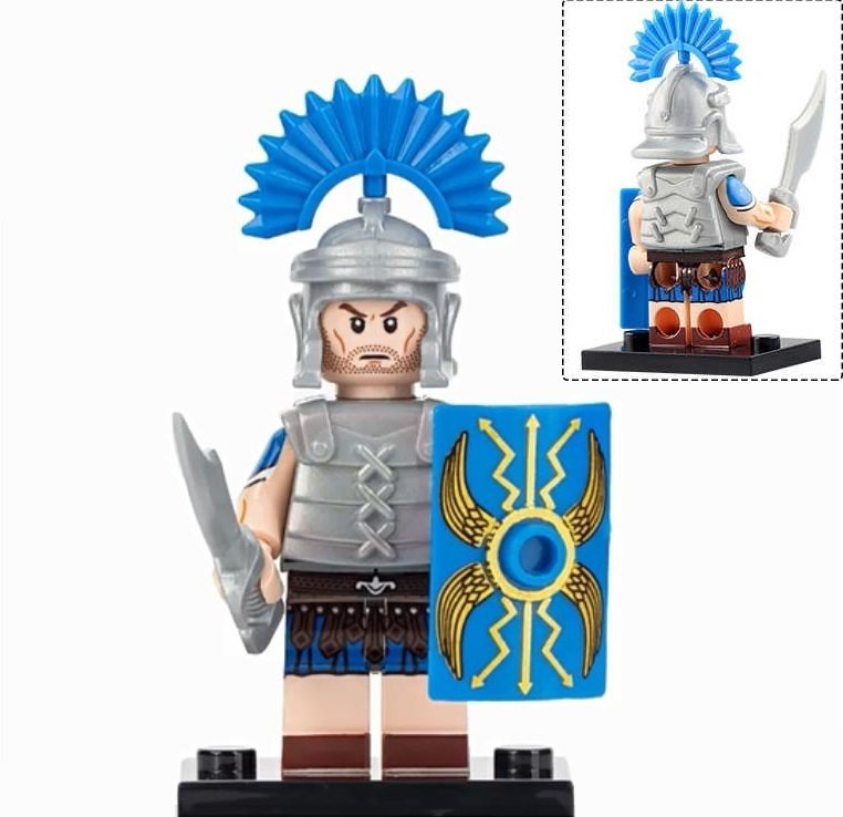 Roman Centurion (Costume Blue & Silver) Roman Legion Minifigures Block Toys