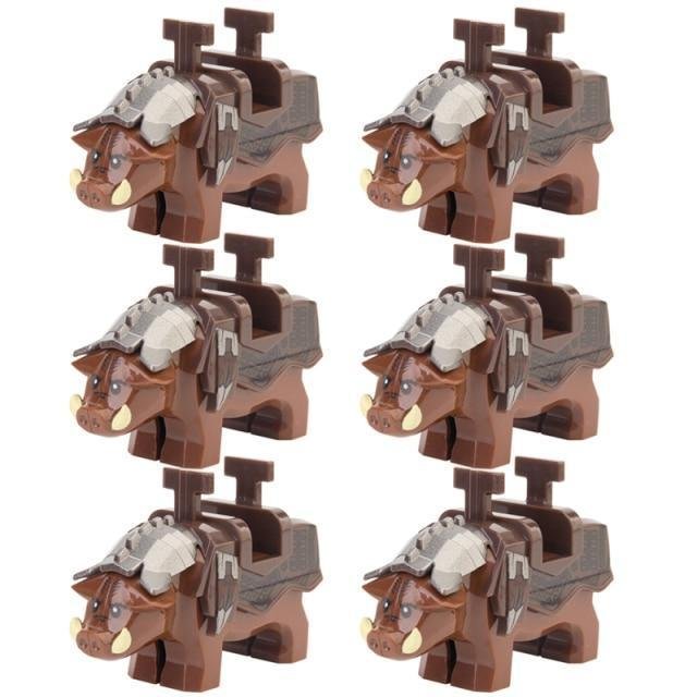 6pcs/set Boar Mount Lord of the Rings The Hobbit Custom Minifigures Toys