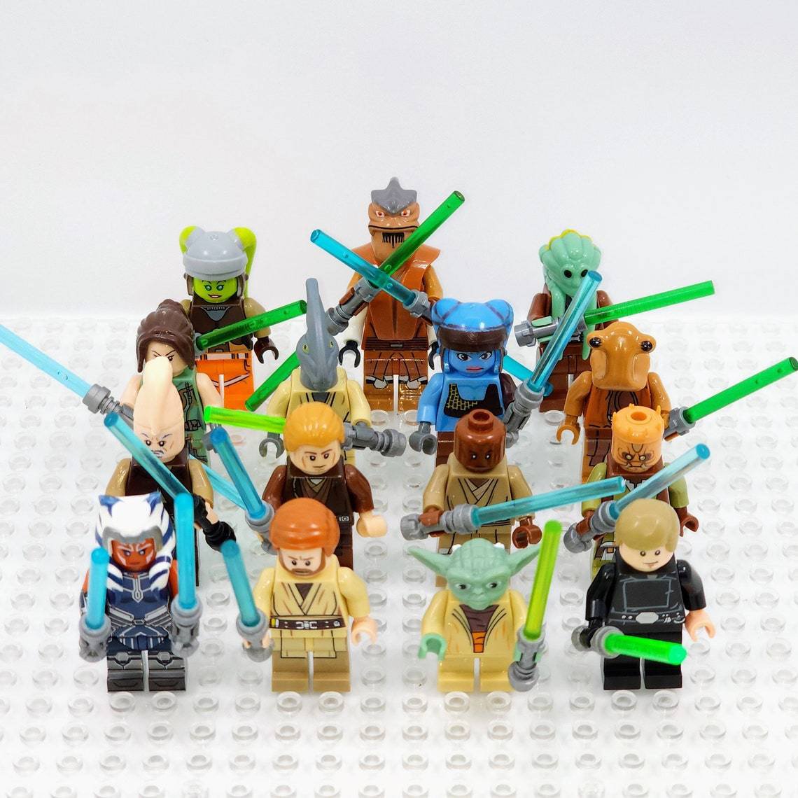 15pcs Jedi Knight Star Wars Obi-Wan Yoda Windu Ahsoka Luke and more Minifigures