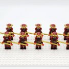 10pcs Japanese Samurai Warriors (Red Armor) Spearman Minifigures