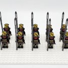 10pcs Japanese Samurai Warriors (Black Armor) NagiNata Weapons Minifigures