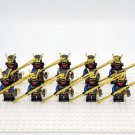 10pcs Japanese Samurai (Black Blue Armour) Barbed Horse Lance Minifigures