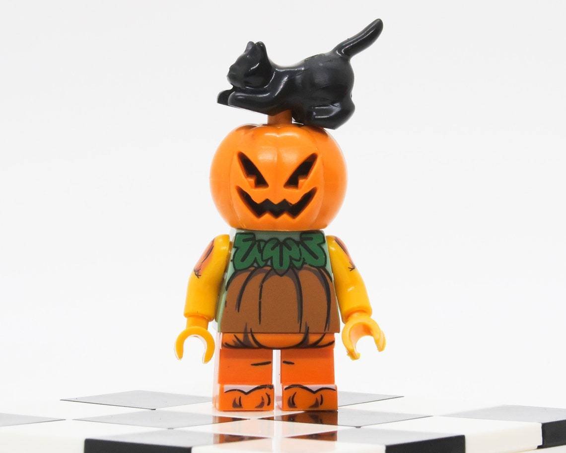 Pumpkin Scarecrow Black Cat Halloween Minifigures Accessories
