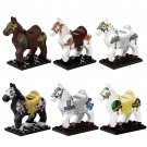 6pcs Battle horse (war horse) horse saddle Medieval Knights General Minifigures