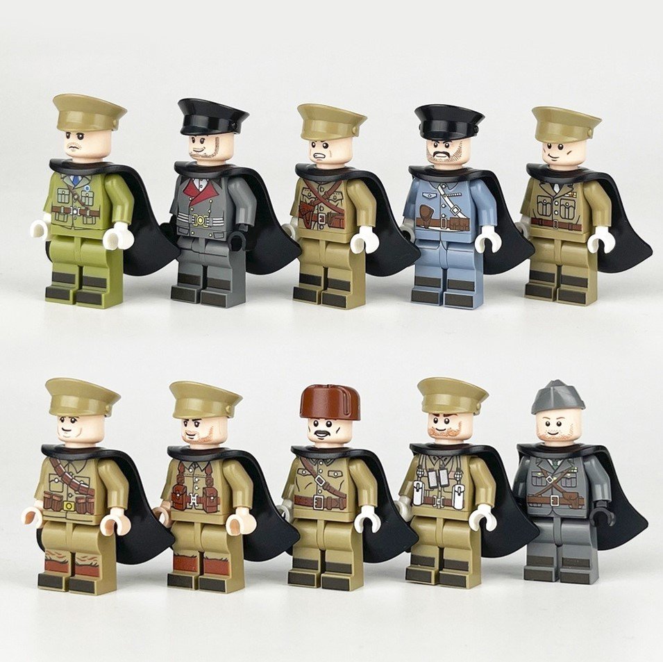10pcs WW2 Military US Britain German Soviet Union Commander Officers Minifigures