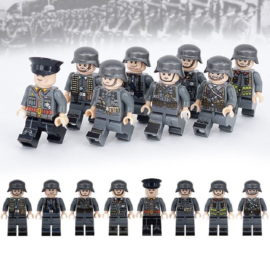 8pcs WW2 German Army Commander Officer Soldiers Minifigures Accessories