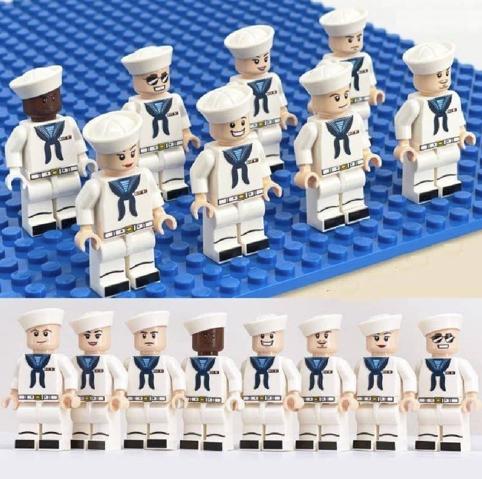 8pcs US Army Navy Sailors Uniform Minifigures Accessories