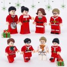 8pcs Christmas Family Men Women Spouses Santa Claus Minifigures Accessories