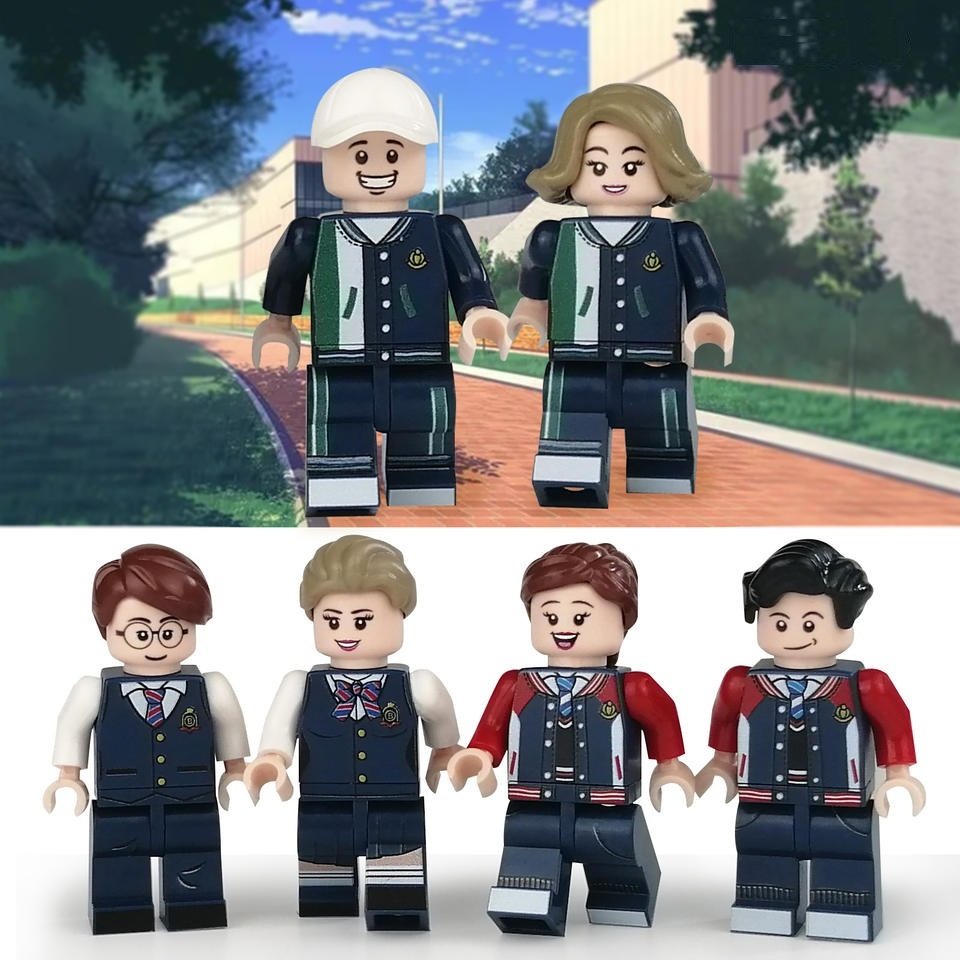 6pcs School Uniform Pupil Students Boys Girls Minifigures Accessories